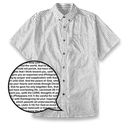 (Premium Cotton-Linen Texture) Men Casual Short Sleeve Shirt | Bible Verse & Scripture