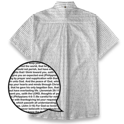 (Premium Cotton-Linen Texture) Men Casual Short Sleeve Shirt | Bible Verse & Scripture