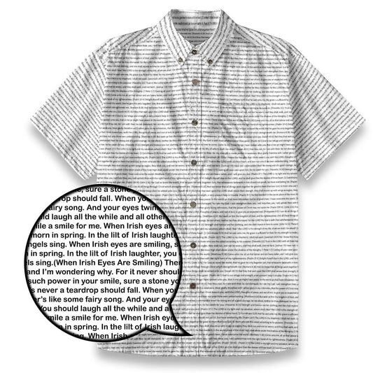 (Premium Cotton-Linen Texture) Men Casual Short Sleeve Shirt | Song Lyrics