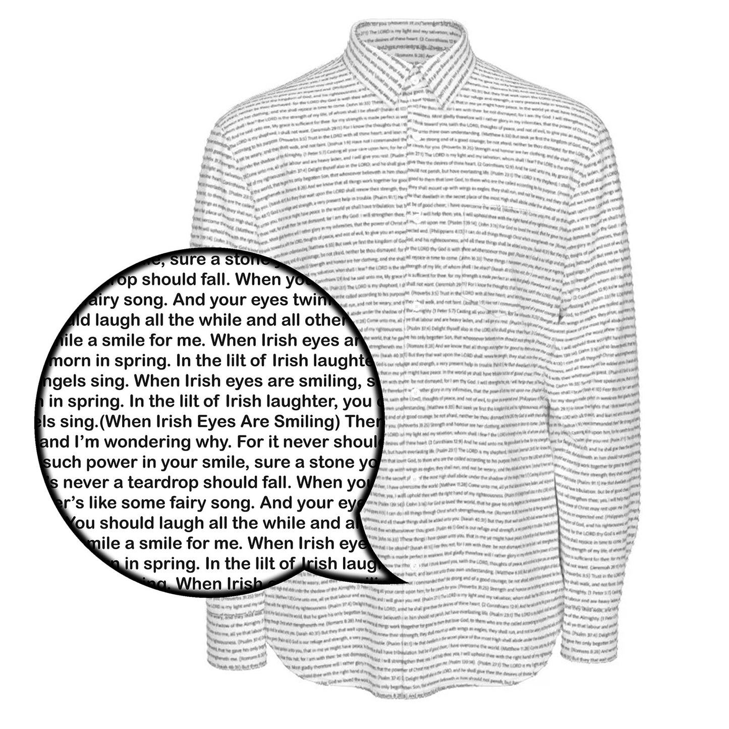 (Natural Cotton) Men Casual Long Sleeve Shirt | Song Lyrics