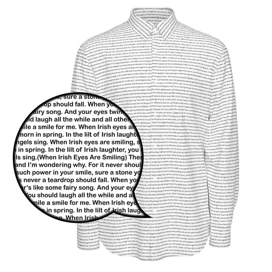 (Natural Cotton) Men Casual Long Sleeve Shirt | Song Lyrics