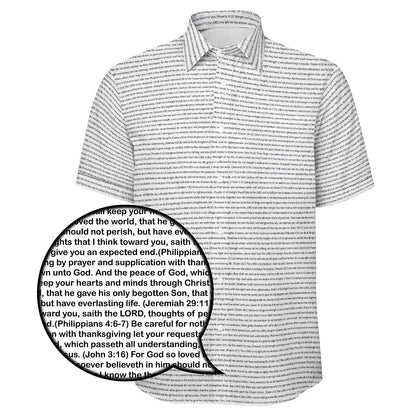 (Natural Cotton) Men Short Sleeve Button Shirt | Bible Verse & Scripture