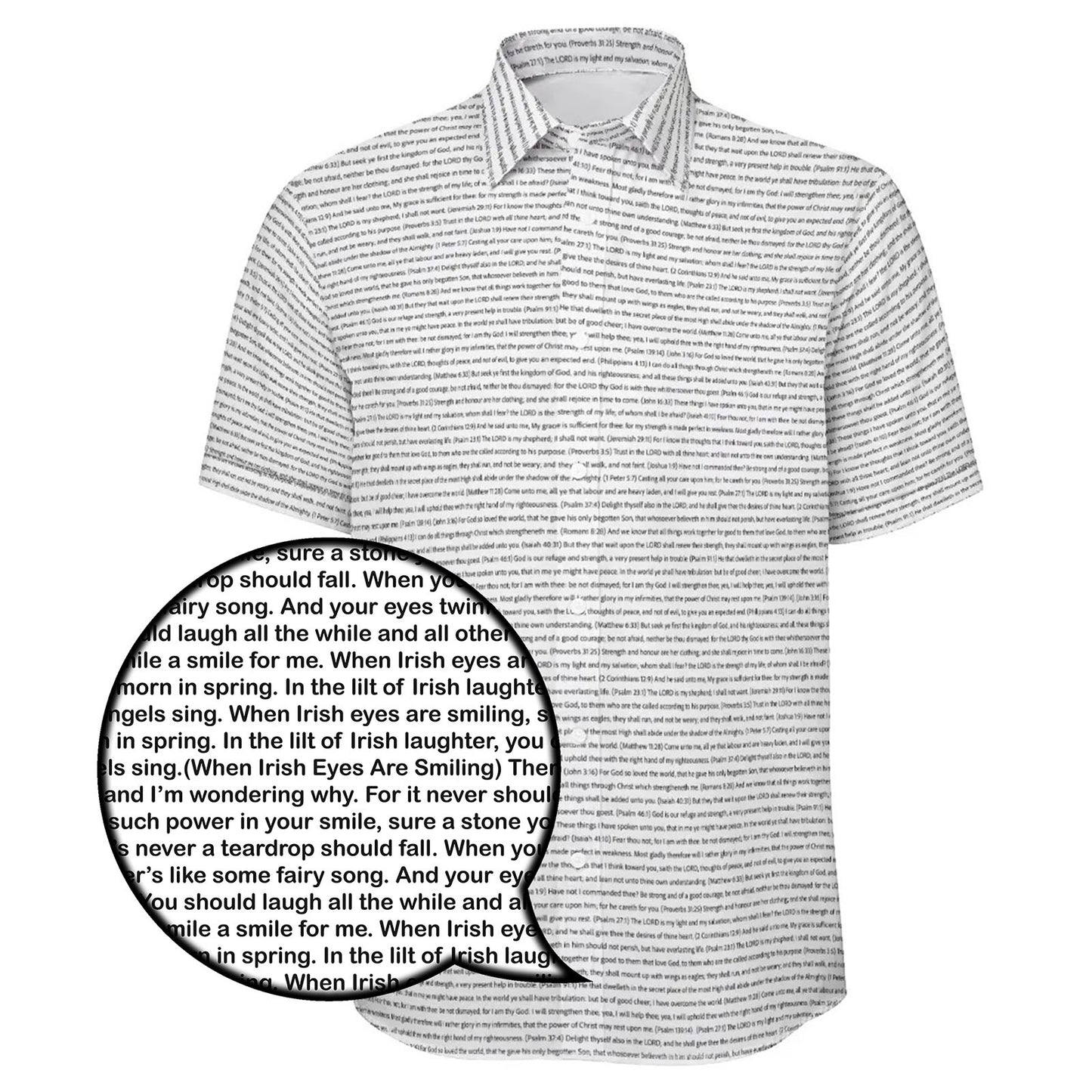 (Natural Cotton) Men Short Sleeve Button Shirt | Song Lyrics