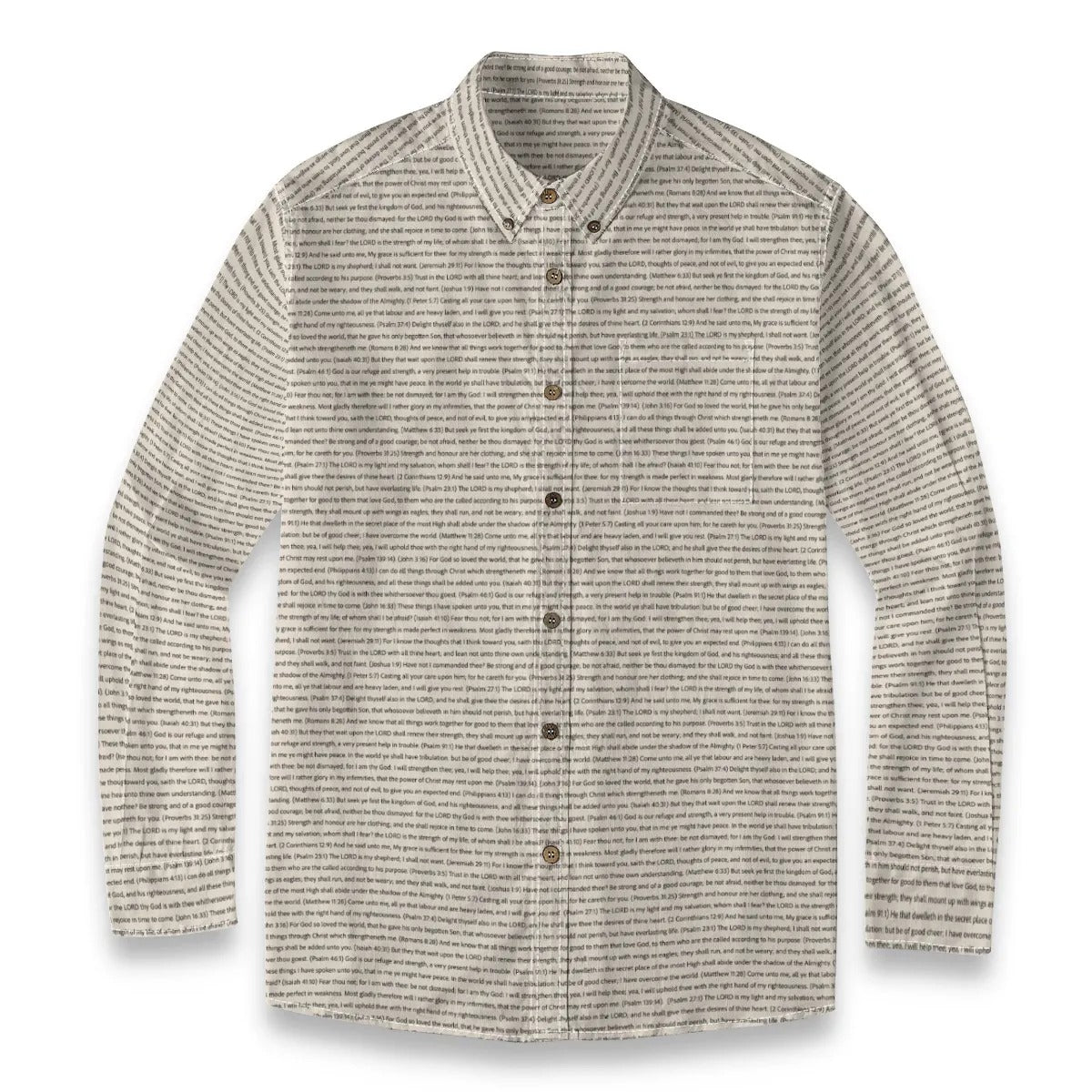 (Premium Cotton-Linen Texture) Men Casual Long Sleeve Shirt | Bible Verse & Scripture