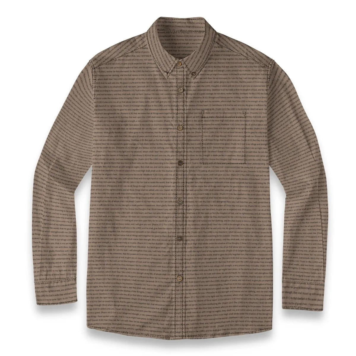 (Premium Cotton-Linen Texture) Men Casual Long Sleeve Shirt | Bible Verse & Scripture