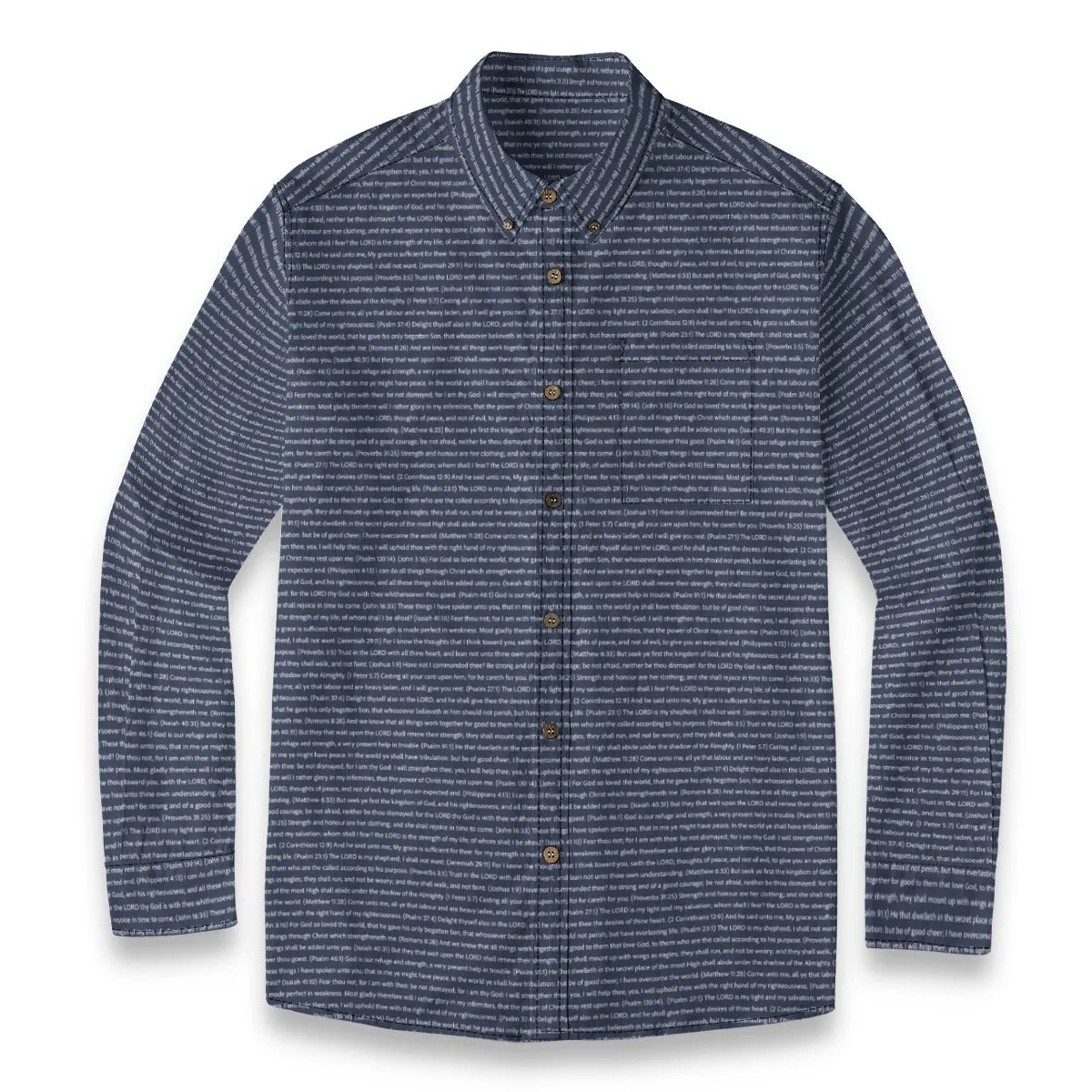 (Premium Cotton-Linen Texture) Men Casual Long Sleeve Shirt | Bible Verse & Scripture