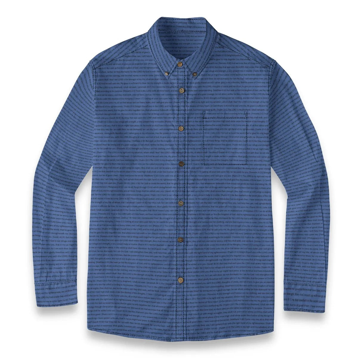 (Premium Cotton-Linen Texture) Men Casual Long Sleeve Shirt | Bible Verse & Scripture