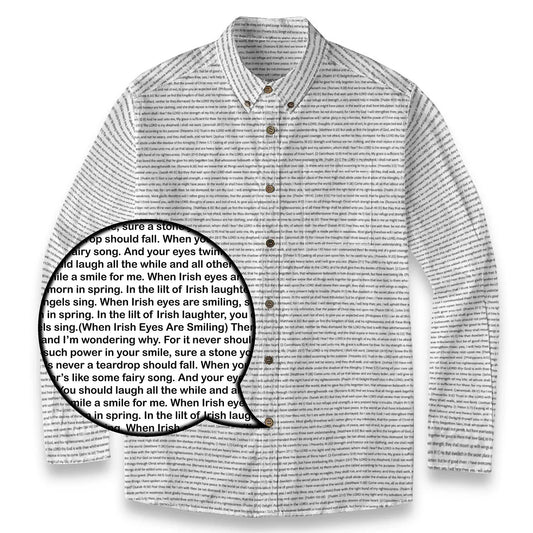 (Premium Cotton-Linen Texture) Men Casual Long Sleeve Shirt | Song Lyrics