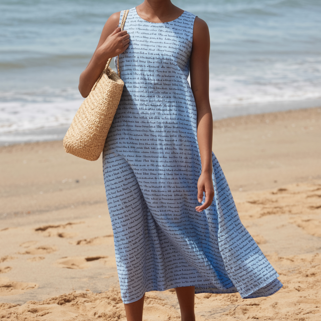 Women's Cotton Linen Texture Sleeveless Midi Dresses | Personalized Song Lyrics