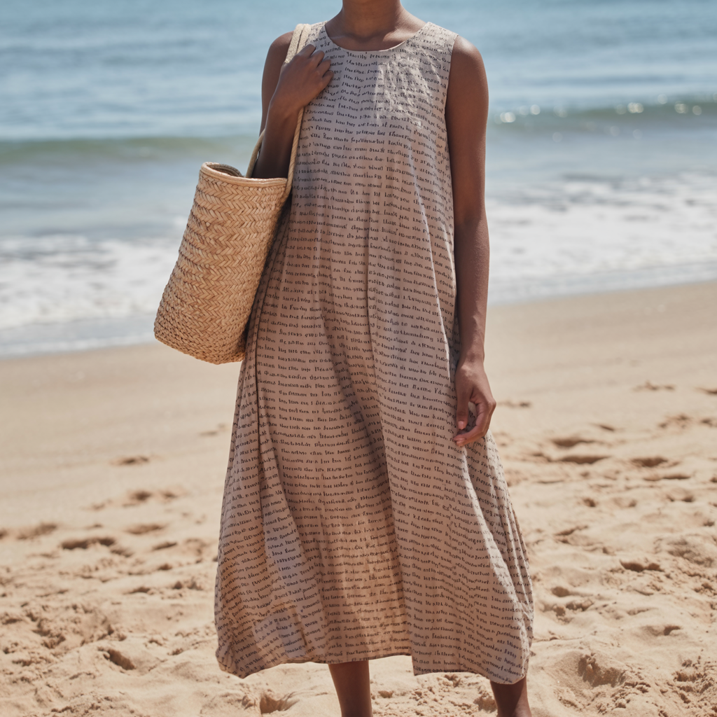 Women's Cotton Linen Texture Sleeveless Midi Dresses | Personalized Song Lyrics