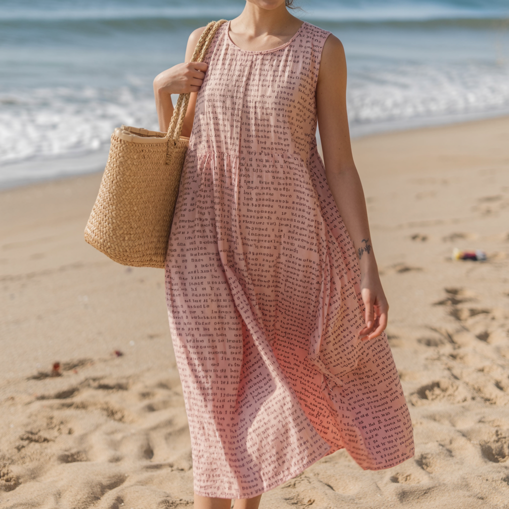 Women's Cotton Linen Texture Sleeveless Midi Dresses | Personalized Song Lyrics