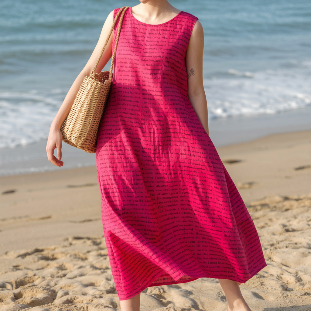 Women's Cotton Linen Texture Sleeveless Midi Dresses | Personalized Song Lyrics