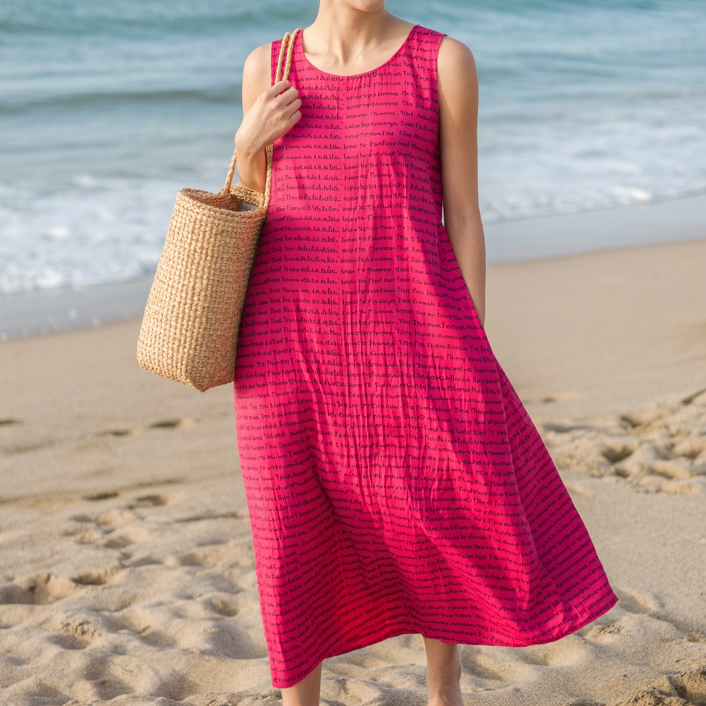 Women's Cotton Linen Texture Sleeveless Midi Dresses | Personalized Song Lyrics