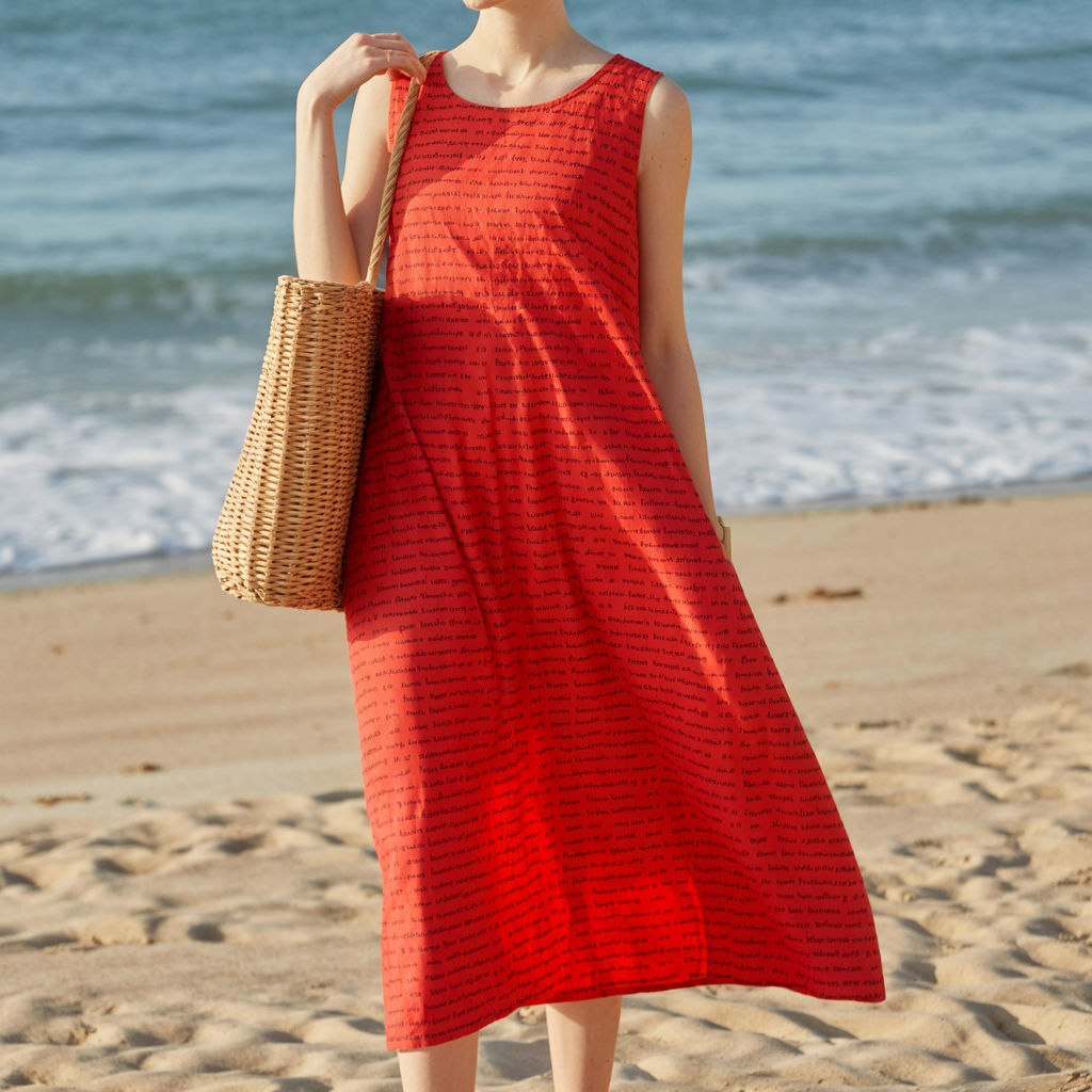 Women's Cotton Linen Texture Sleeveless Midi Dresses | Personalized Song Lyrics