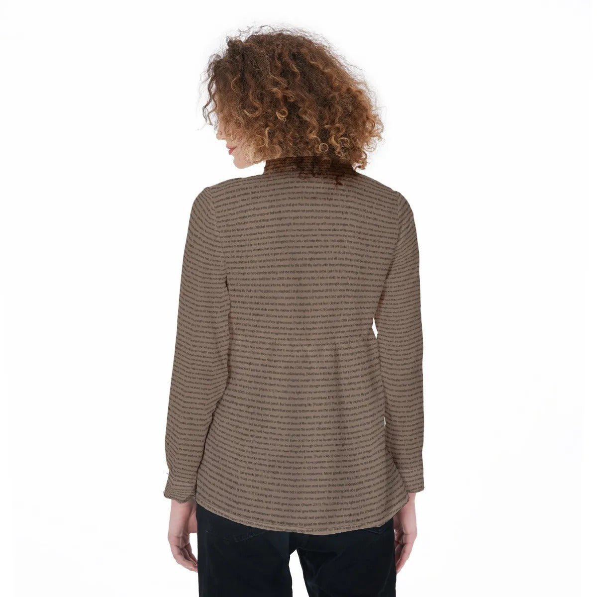 Women Long Sleeve Gathered-Back Shirt | Bible Verse & Scripture