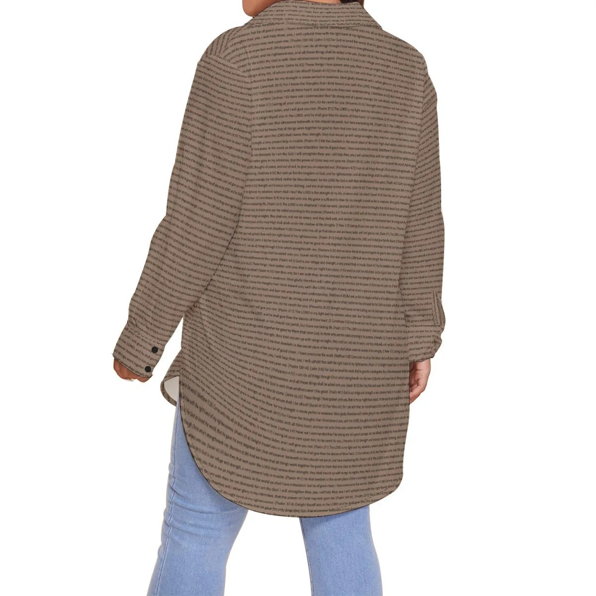 Women Long Sleeve Relaxed Tunic (Plus Size) Shirt | Bible Verse & Scripture