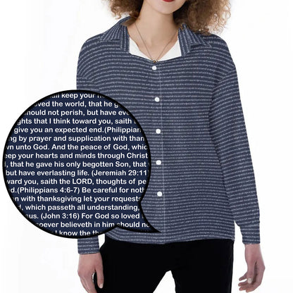 Women Long Sleeve Relaxed Shirt | Personalized Bible Verse/Scripture