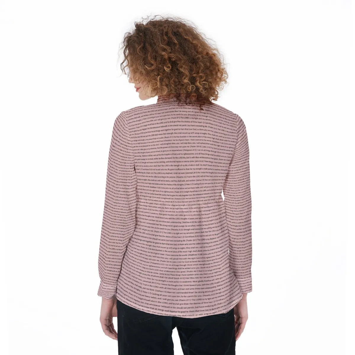 Women Long Sleeve Gathered-Back Shirt | Bible Verse & Scripture