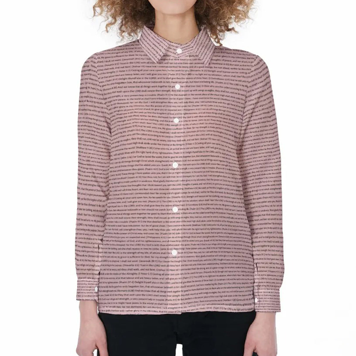Women Long Sleeve Gathered-Back Shirt | Bible Verse & Scripture