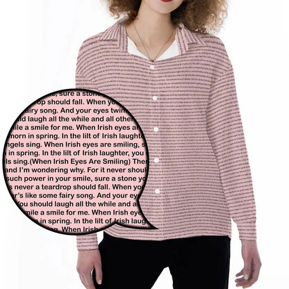 Women Long Sleeve Relaxed Shirt | Personalized Song Lyrics