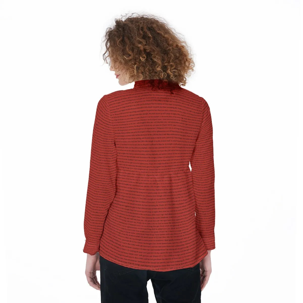 Women Long Sleeve Gathered-Back Shirt | Bible Verse & Scripture