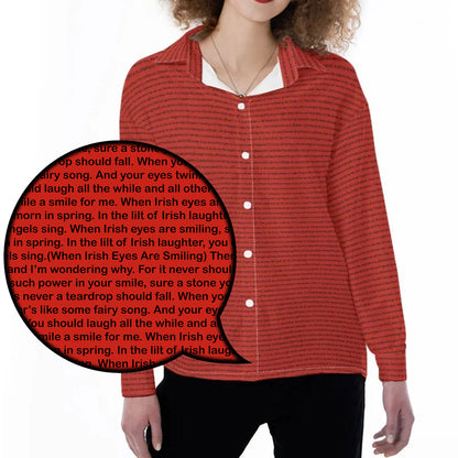 Women Long Sleeve Relaxed Shirt | Personalized Song Lyrics
