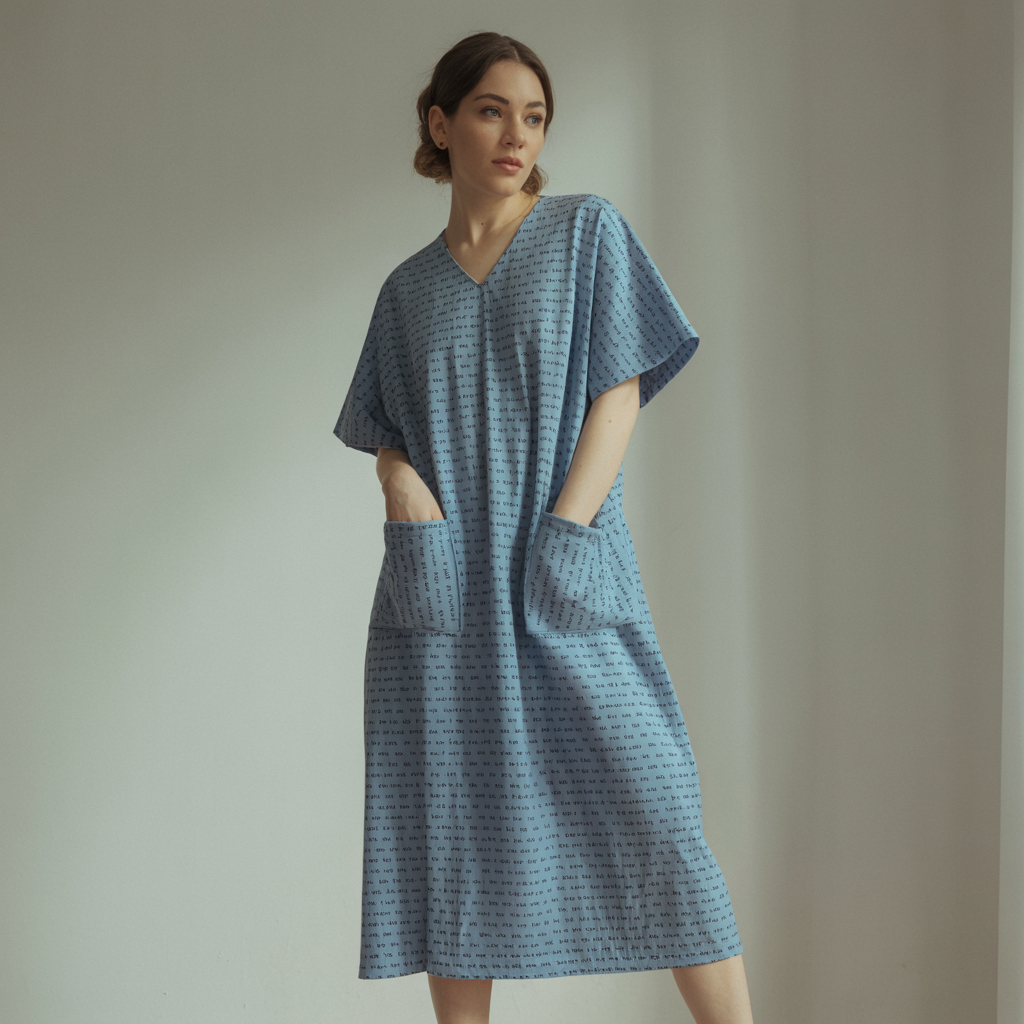 Women's Short Sleeve Relaxed V-Neck Midi Dress | Personalized Song Lyrics & Text