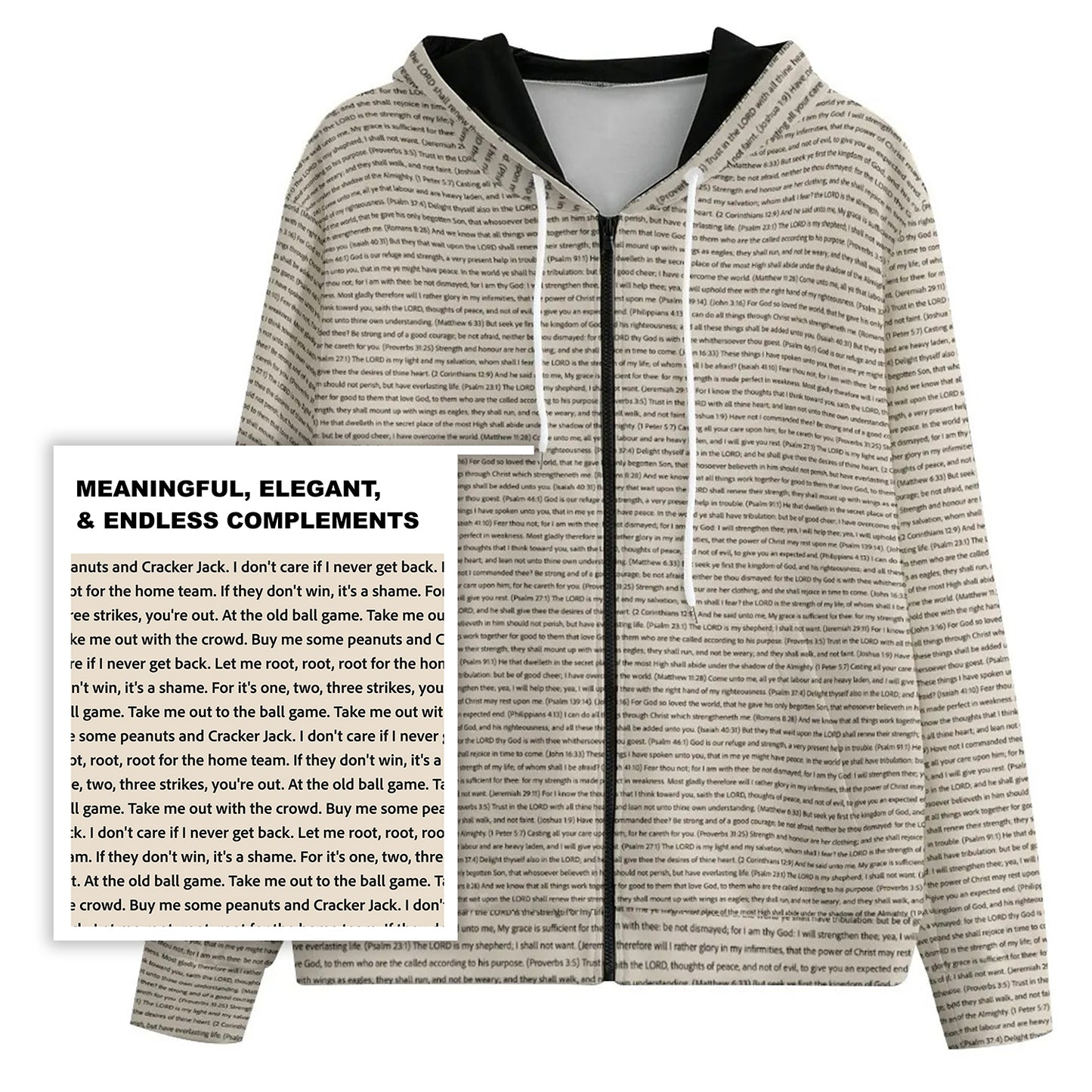 Unisex Cotton Fleece Zip-Up Hoodie | Personalized Song Lyrics & Custom Text