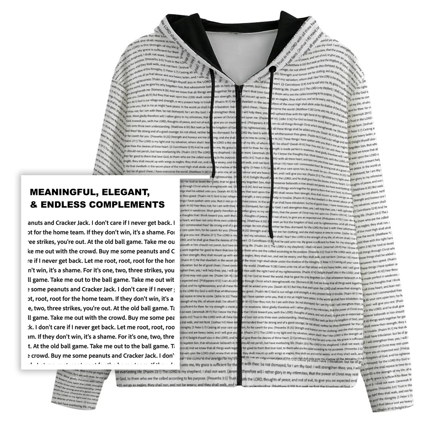 Unisex Cotton Fleece Zip-Up Hoodie | Personalized Song Lyrics & Custom Text