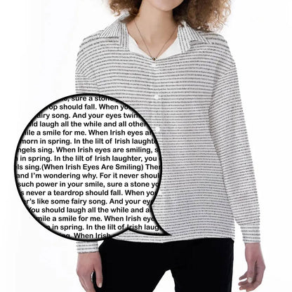 Women Long Sleeve Relaxed Shirt | Personalized Song Lyrics