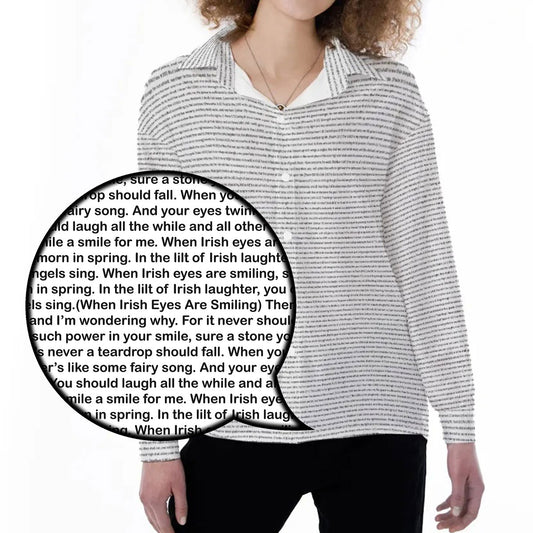 Women Long Sleeve Relaxed Shirt | Personalized Song Lyrics