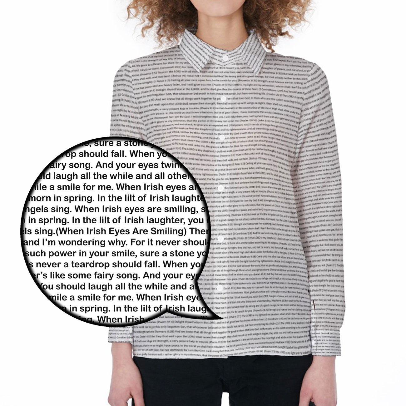 Women Long Sleeve Gathered-Back Shirt | Song Lyrics