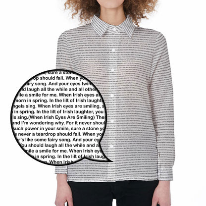 Women Long Sleeve Gathered-Back Shirt | Song Lyrics