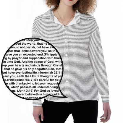 Women Long Sleeve Relaxed Shirt | Personalized Bible Verse/Scripture