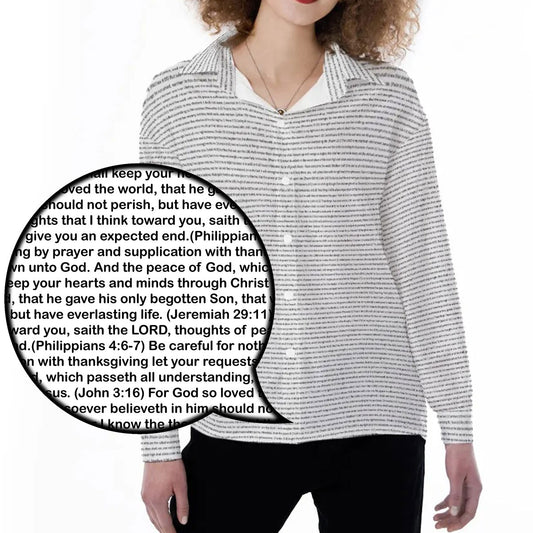 Women Long Sleeve Relaxed Shirt | Personalized Bible Verse/Scripture