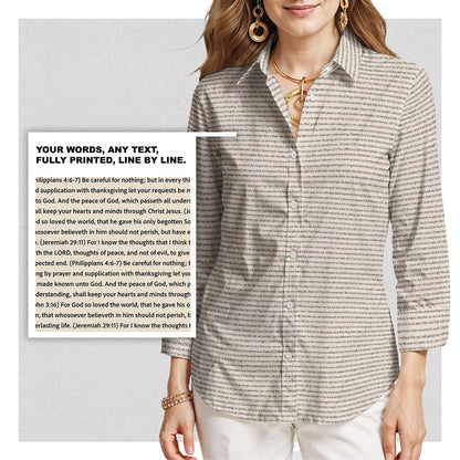 Personalized Women's 3/4 Sleeve Cotton-Linen Shirt | Custom Song Lyrics