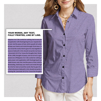 Personalized Women's 3/4 Sleeve Cotton-Linen Shirt | Custom Song Lyrics