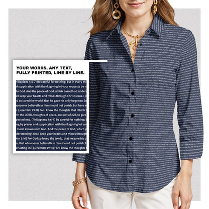 Personalized Women's 3/4 Sleeve Cotton-Linen Shirt | Custom Song Lyrics