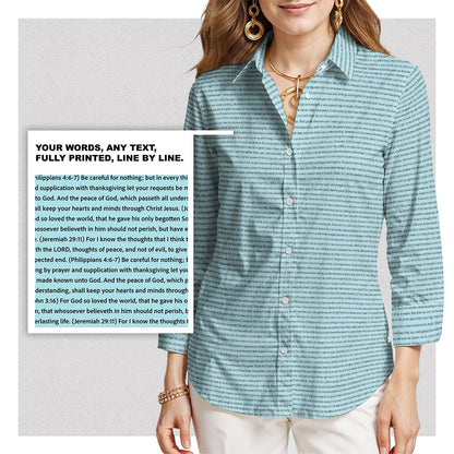 Personalized Women's 3/4 Sleeve Cotton-Linen Shirt | Custom Song Lyrics