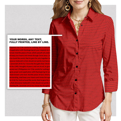 Personalized Women's 3/4 Sleeve Cotton-Linen Shirt | Custom Song Lyrics