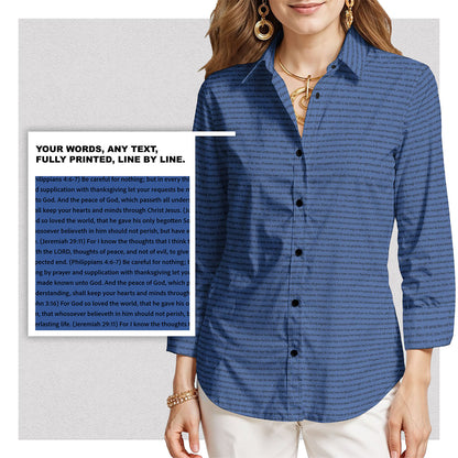 Personalized Women's 3/4 Sleeve Cotton-Linen Shirt | Custom Song Lyrics